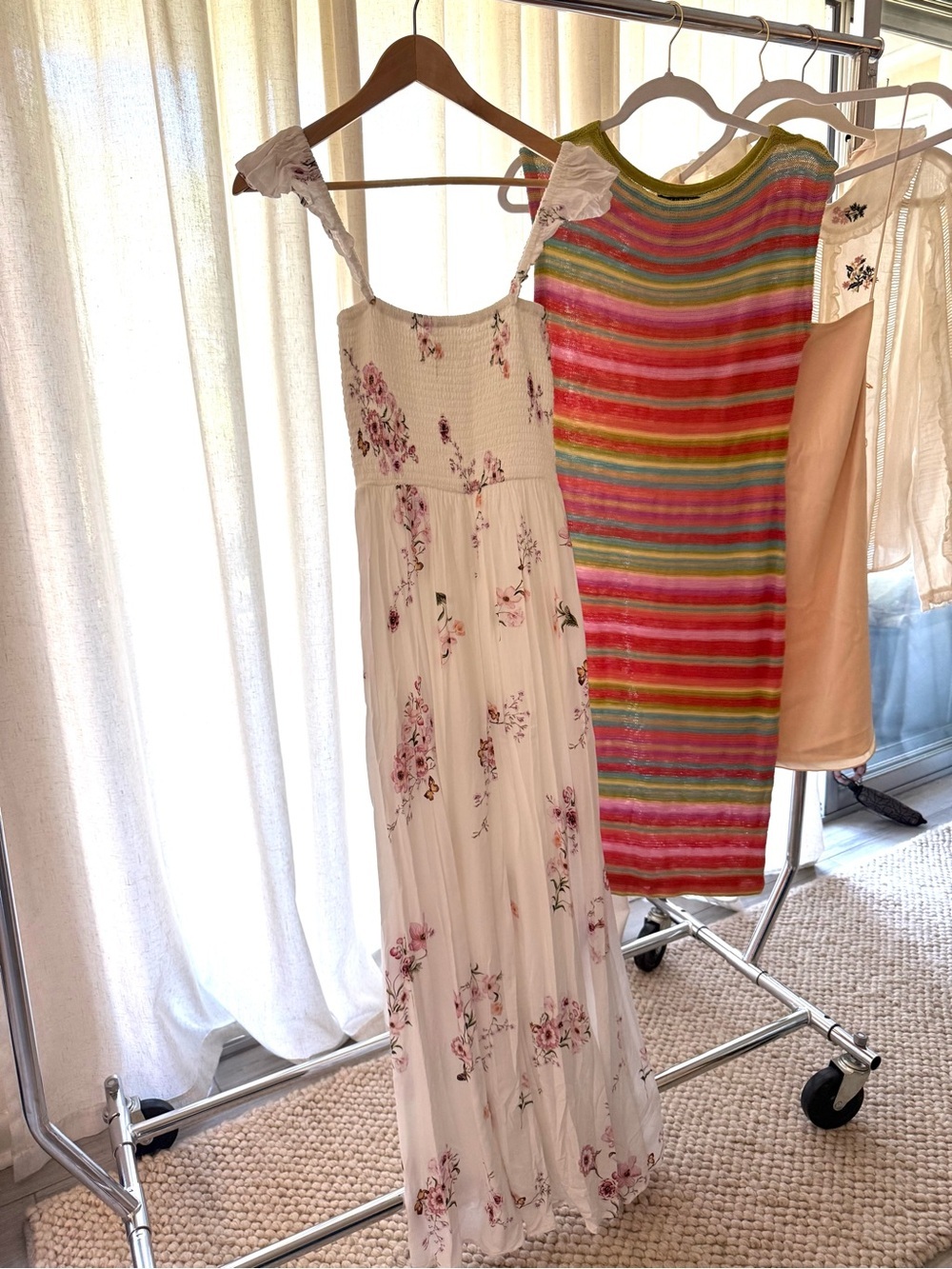 Plum Pretty Sugar Cream Maxi Dress with Pink Floral Print - Picture 3 of 10